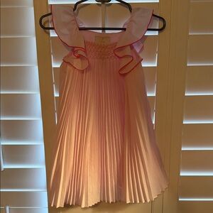 Jacadi Pink Pleated Dress with Ruffle-Trim